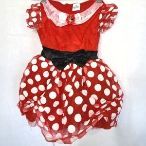 Disney 3T Girl's Minnie Mouse Dress W Pendant & Polka Dots & Puffy Sleeves